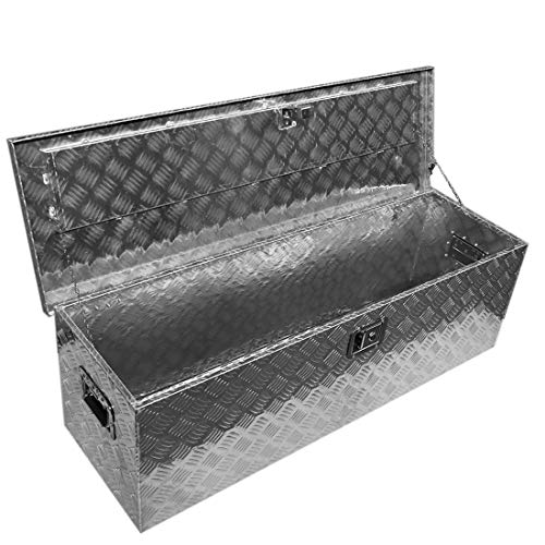 WFLNHB 49 inch Aluminum Diamond Plate Tool Box Pick Up Truck Bed Storage