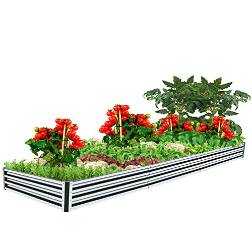 Kettalk Super Large Raised Garden Bed,12X4X1Ft Galvanized Garden Raised Beds Sturdy Metal Outdoor Garden Planter Box With Reinforced Cross Bars And Metal Fixed Piles Deep Root Box Plante #TOP5