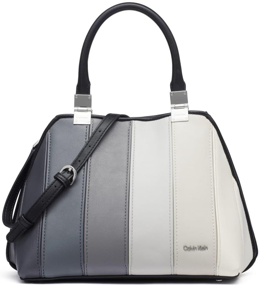 Calvin Klein Women's Granite Geometric Satchel – 2 in 1, Vegan Leather, 2 Pockets