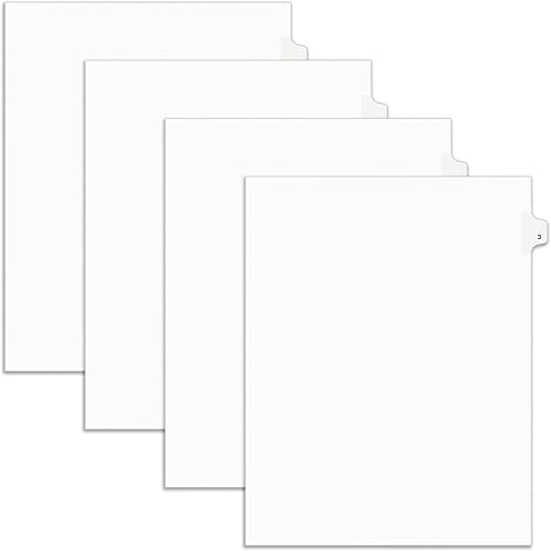 Avery Divisores de carpeta de exhibición legal, pestañas laterales preimpresas No. 3, tamaño de letra sin perforar, 25 pestañas por juego, 4