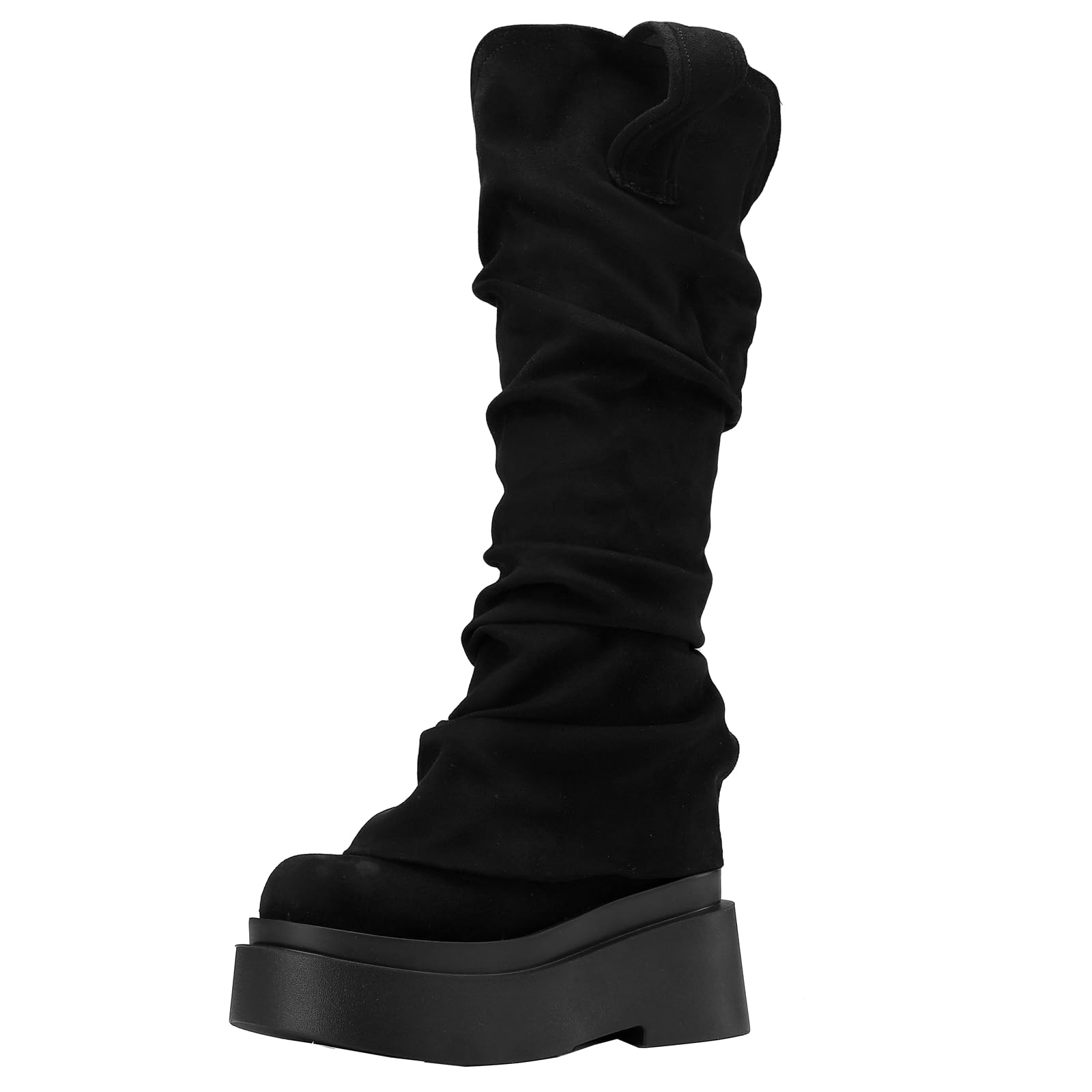 Womens Leg Cover Design Synthetic Suede Upper Platform Calf Boots