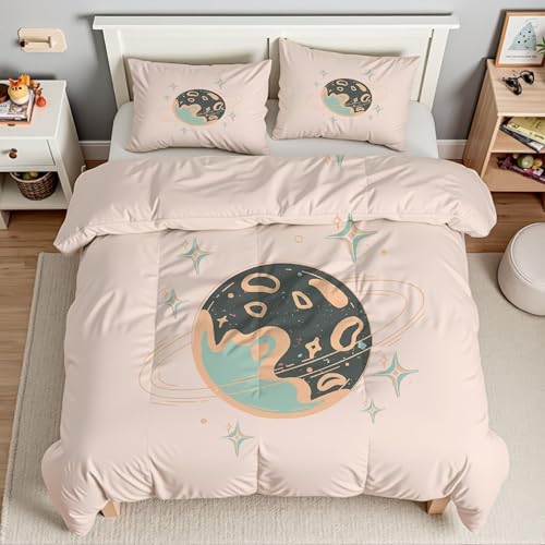 Piumino Matrimoniale Terra Trapunte Stelle Piumone Imbottito Resistente Lavabile, Super Morbida Trapunta, piumini 240x260 cm in Microfibra Reversibile e 2 Federa 50x80 cmT798