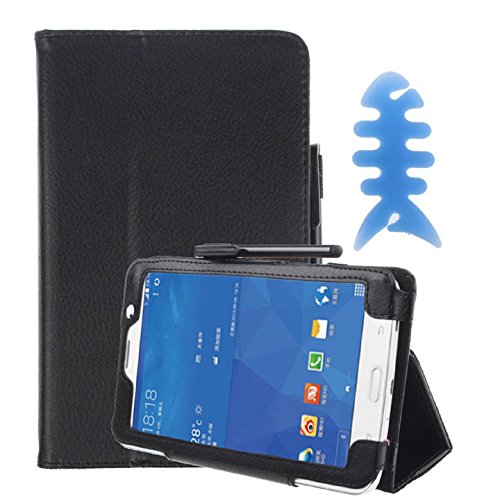 Fullkang Leather Case Stand Cover+Stylus Pen for Samsung Galaxy Tab 4 7Inch Tablet SM-T230 (Black)