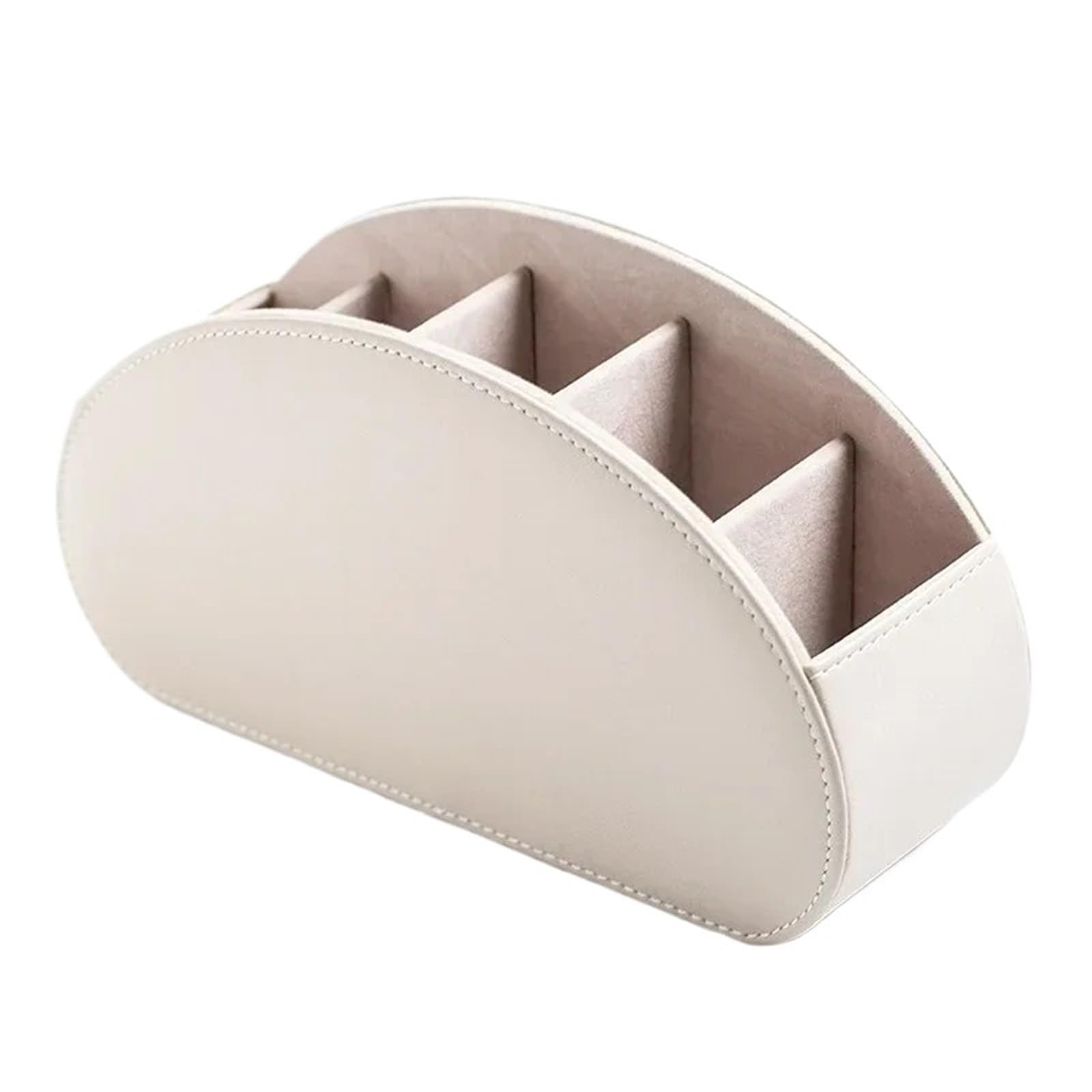 WUYXTO Remote Control Holder Organizer Controller Stand 5 Compartment Leather Storage Box And Tv Desk For Desktop(Beige)