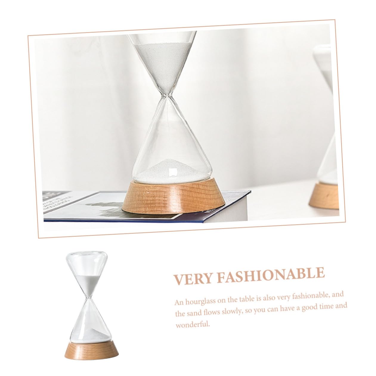 TOPBATHY Tisch Sanduhr 15 Minuten aus Glas, Holz und Sand für Dekor