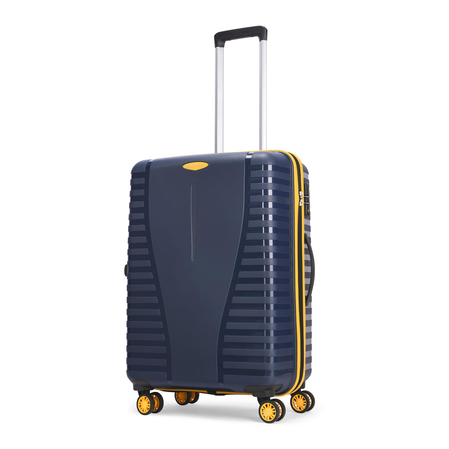 Medium Airpro Plus Check-in 66 Cm() 8 Wheel Spinners Trolley Bags for Travel Hard Case Luggage, Lightweight Bag with TSA Lock & Anti-Theft Zipper(Blue), Black-image-48