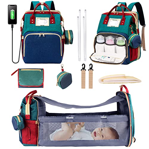 Diaper Bag Backpack Multifunction Travel Back Pack Maternity Baby Nappy Changing Bags with Changing Pad &Stroller Straps, Waterproof Baby Bag for Boys Girls, Large Capacity, Unisex (RGB Color)