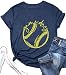Softball Game Day T-Shirt for Women Funny Novelty Softball Pattern Shirt Summer Top-Navy Blue 5 L