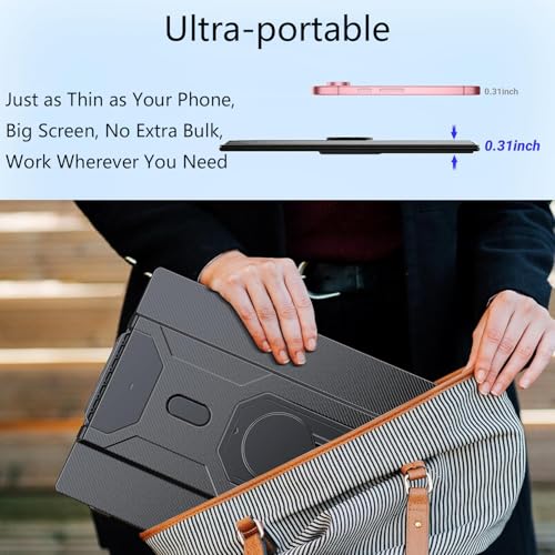 Image of APILDELLA 16.2 inch Portable Laptop Monitor Extender, 1200P HDR Screen with 360 Rotation, Ultra-Light Travel Second Screen, Plug & Play via Mini HDMI /Type-C, Compatible with Windows /Mac /PS5