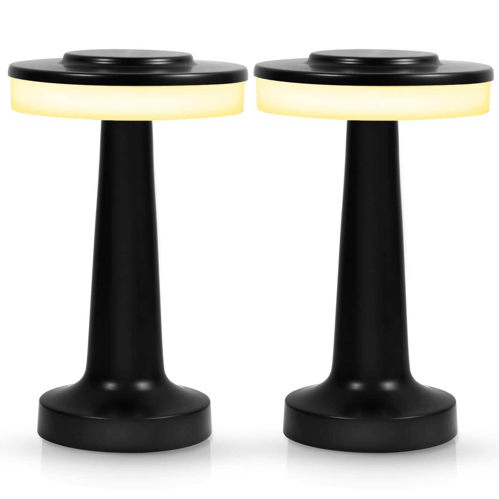 ZR98US Lampada Tavolo LED cordone Portatile con Cassa in Modo coerente funzionalità di Ricarica, per e Camera Letto, Pacchetto da 2 Nero Adatto a Soggiorno, dormitorio, Ufficio,