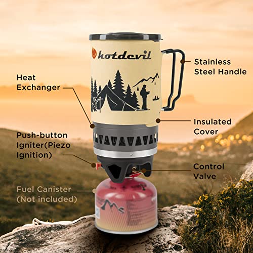 Hotdevil Backpacking Stove Camping Stove Portable Cooking System With Piezo Ignition,Mini Burner Backpacking Stove Kit, Ideal For Hiking Fishing Hunting Emergency & Survival #TOP1