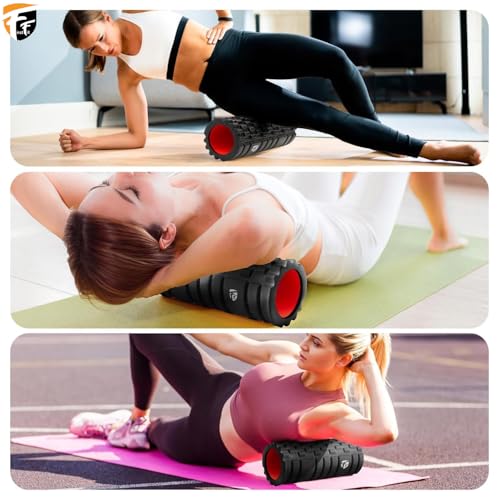 Image of FirstFit Foam Roller for Deep Tissue Muscle Massage Exercise Fitness and Pain Relief Equipment-Black