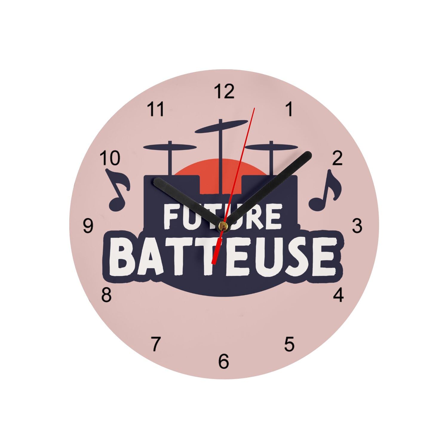 Horloge murale en verre musique pour décorer une chambre de fille rose