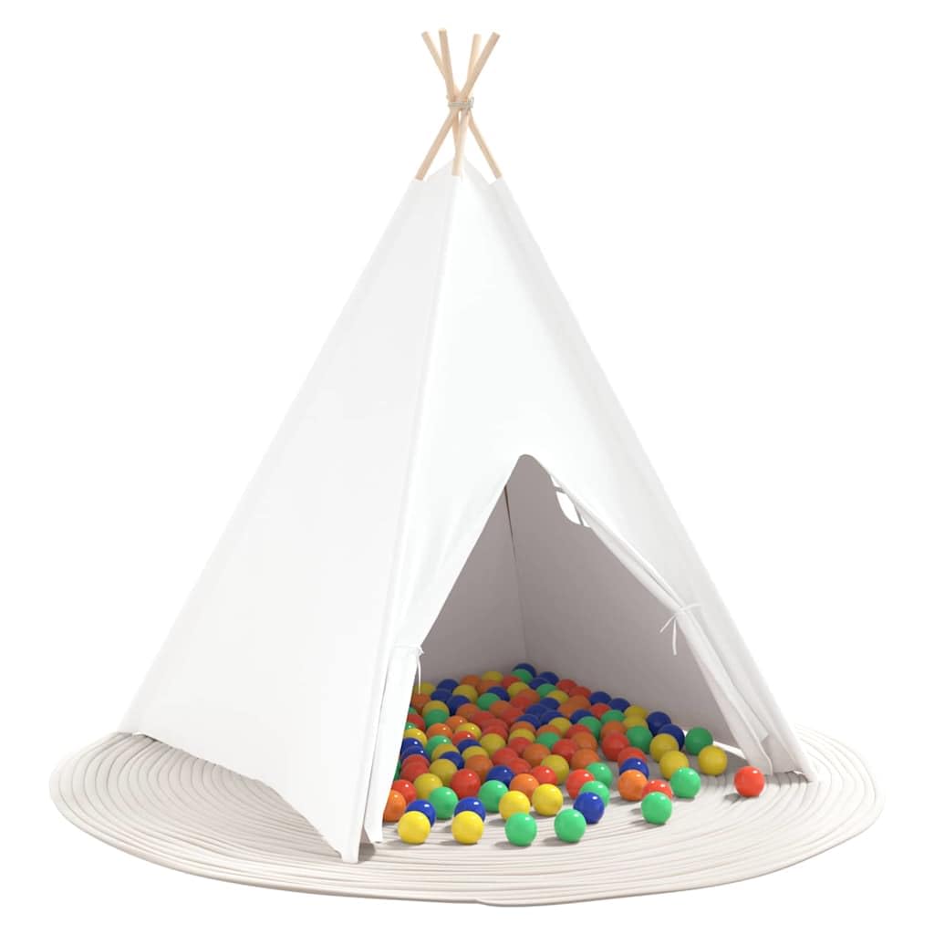 Teepee Zelt Weiß mit Stoff und Plastik 120 x 120 x 150 cm, leichtes Spielzelt für Kinderzimmer und Garten, tragbar und faltbar, ideal für drinnen und draußen