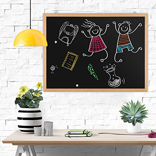 Magnetic Chalk Board 24" X 18", Blackboard, Real Natural Wood Framed Wall Chalkboard Signs For Kitchen, Kids, Home Decor, School, Restaurant. #TOP6