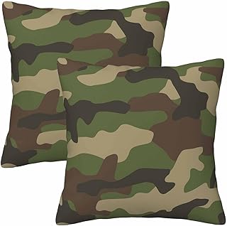 Orythyra Navy Military Camouflage 18x18 Throw Pillow Covers Set of 2 Army Solder Hunting Combat Forest Green Curve Cushion Pillow Cases Square Outdoor Decorative Home Bed Sofa Couch Office Hotel Car