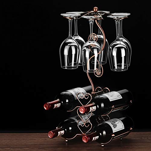 Soporte de vino rústico de metal con porta copas W16.7xh48cm miniatura 1