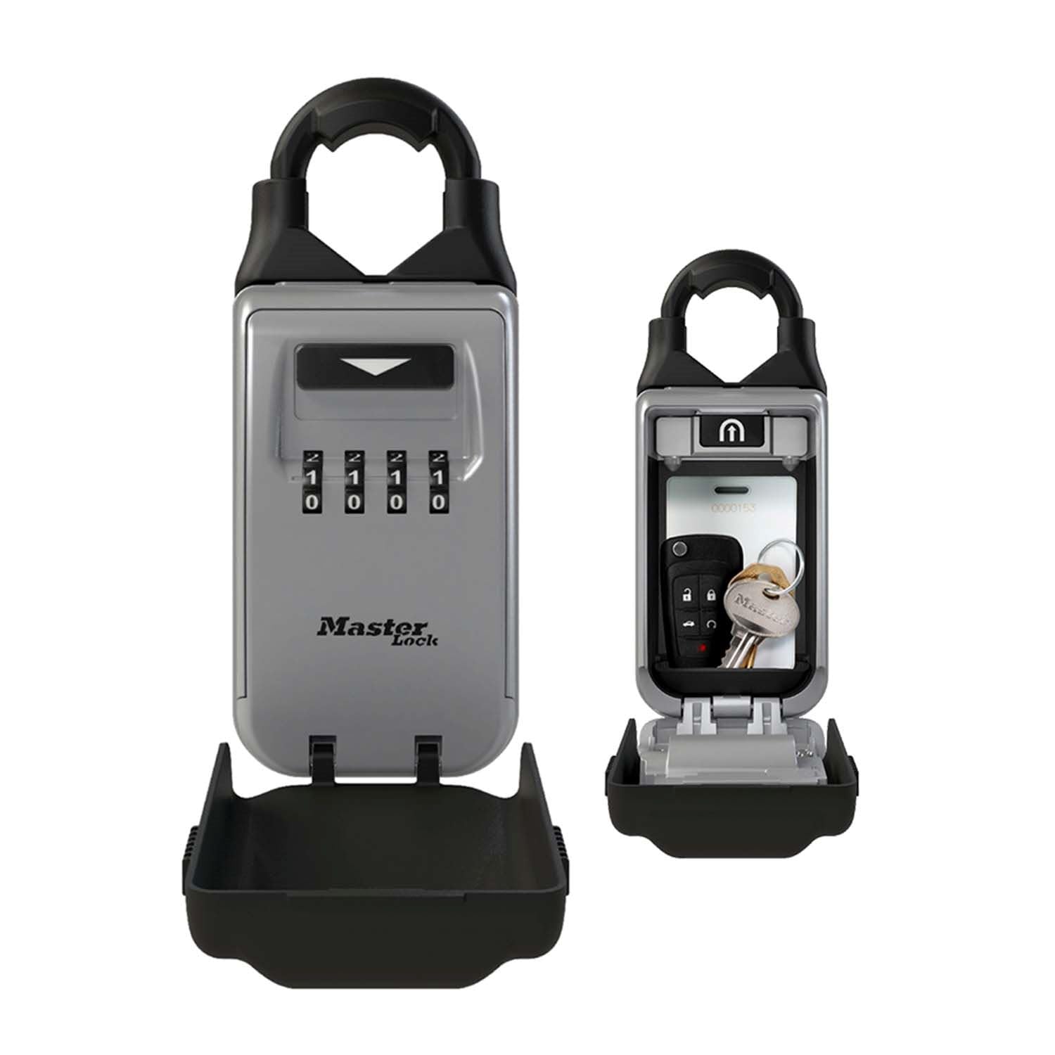 Master Lock Grey & Black Portable Key Safe With Adjustable Shackle, Medium 175 X 72 X 52 Mm, Outdoor, For Home Office Industries Vehicles