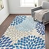 Lahome Beaudette Floral Area Rug - 3’ X 5’ Faux Wool Non-Slip Area Rug Accent Distressed Throw Rugs Floor Carpet for…