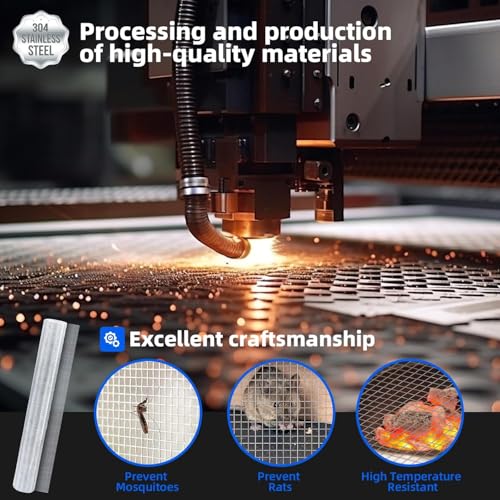 Image of Stainless Steel 304 Woven Wire Mesh Sheet - 15 Mesh, 0.4mm Hole, 1mm Thickness - Ideal for Air Ventilation, Window Screens, Mosquito Nets, Rat Barriers, and Window net, door (3 feet x 10 feet)