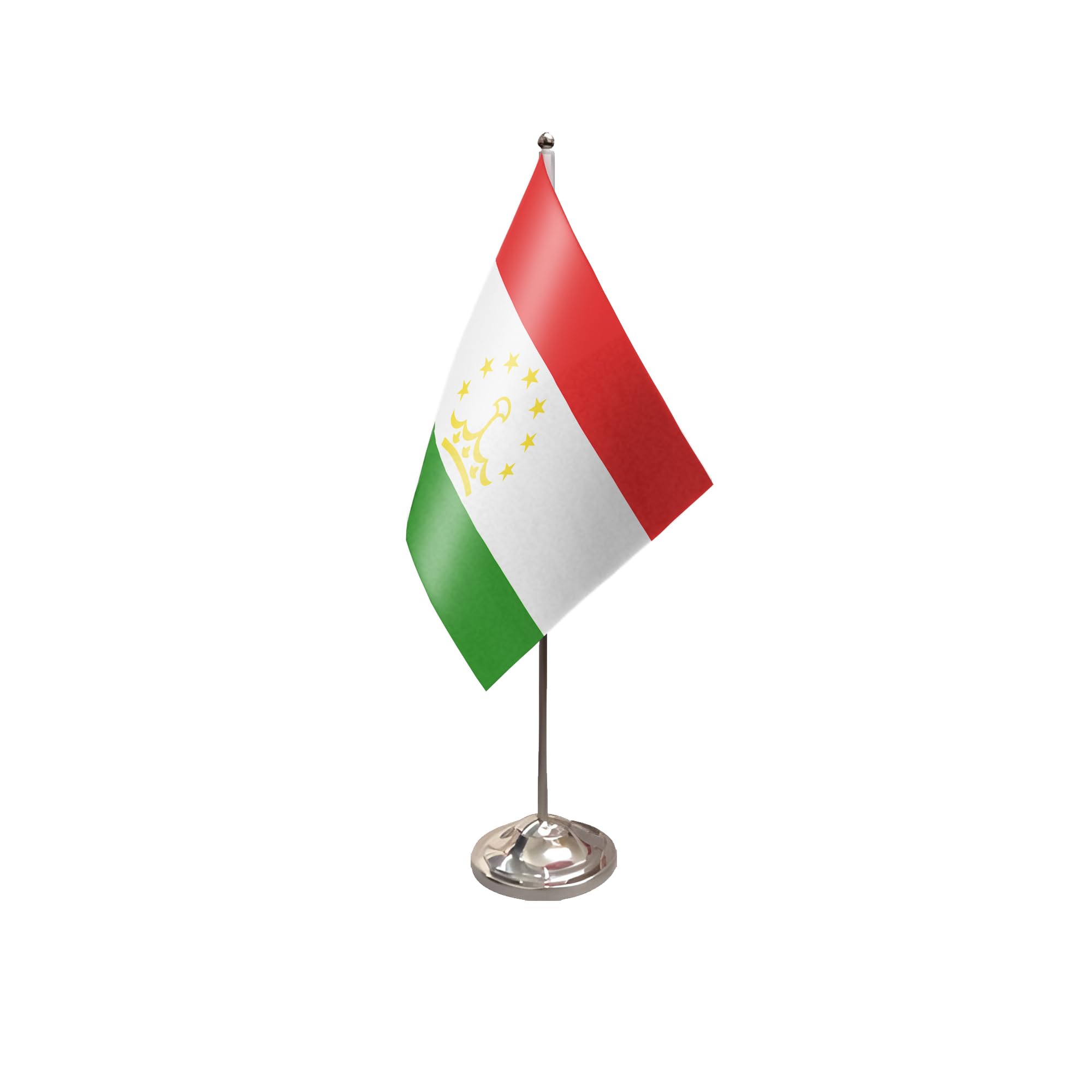 Flagtex Tajikistan Satin Table Flag With Chrome Pole & Base