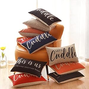 TRENDIN Farmhouse Quote Pillow Covers with This is Us 12×20 inches Rustic Decor Lumbar Pillowcase with Saying Cushion Case for Sofa Couch Housewarming Gifts Family Vintage PL857TR