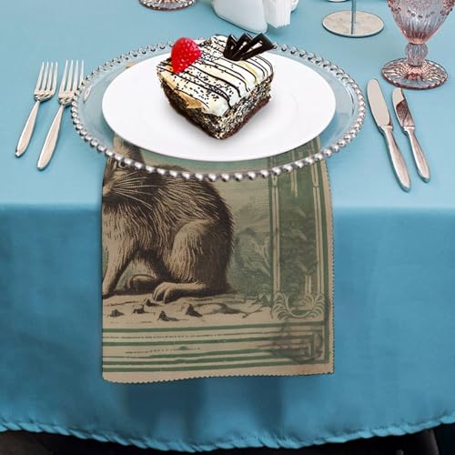 Servilletas de tela con diseño retro de conejo, set 2 miniatura 4