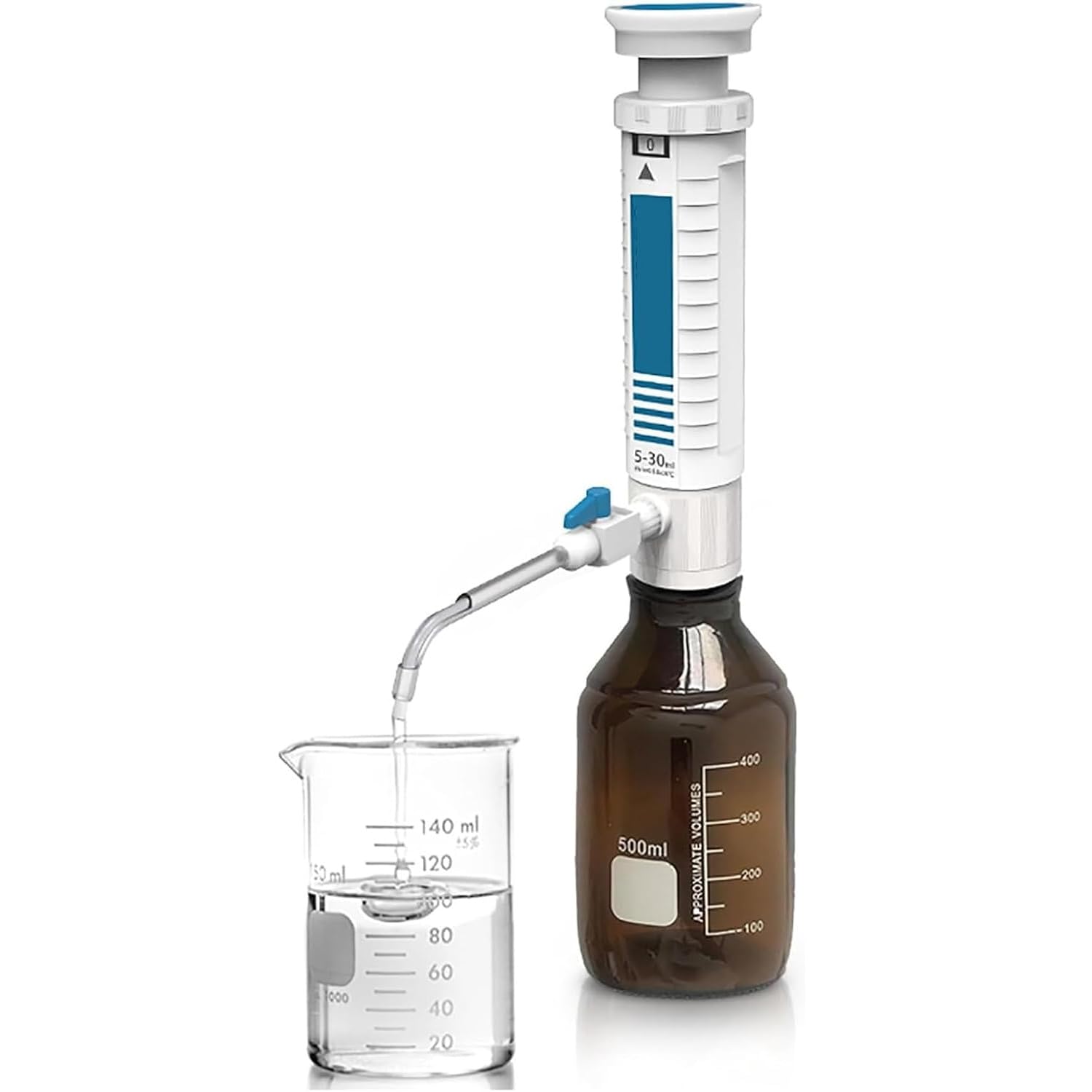 Dispensador digital de botella con válvula de seguridad y ajuste de engranajes para laboratorio, fábrica y escuela