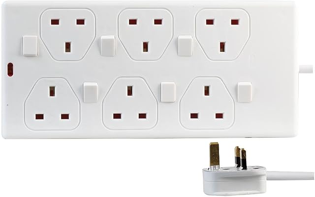 Pro Elec PEL00029 6 Way Individually Switched Extension Lead, 2 m, White