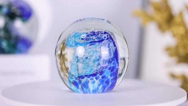Glass Art Artisan Hand Blown Ocean Wave Glass Crystal Ball - Decorative ...