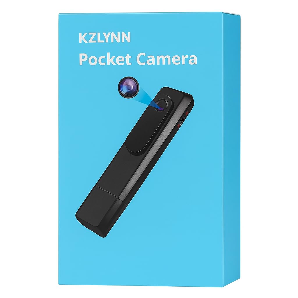 KZLYNN Portable Pocket Security Camera, 1080P Video Audio Recorder, 3 to 4 Hours Recording Time