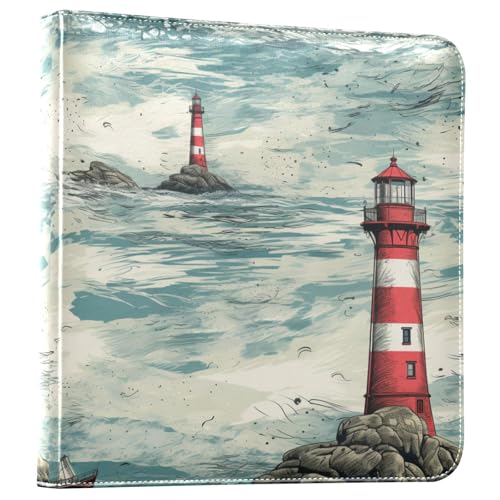 Álbum de fotos ALAZA estilo retro faro náutico, tapa de cuero sintético PU, encuadernación con anillas, para bodas, viajes y recuerdos familiares miniatura 1
