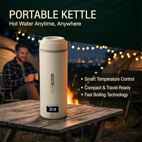 VAMBRIZO Portable Kettle, Mini Electric Kettle for Travel, Small Kettle with 212°F Boiling & USB Warm Keep, Travel Kettle with Dual Power (AC/DC), Ideal for Home Office Travel, White OSY818 by VAMBRIZO - Used condition - Image 4