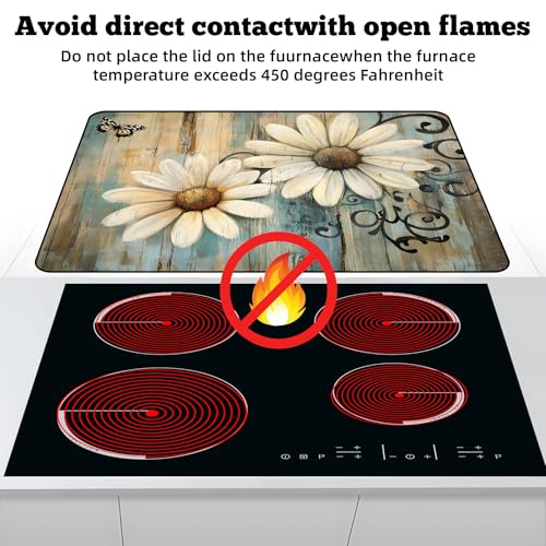 Image of Multi-Design Stove Cover for Glass /Electric Stoves - 3-in-1 Heat-Resistant Protector Mat, Non-Slip Drying Rack 28 inchx20 inch