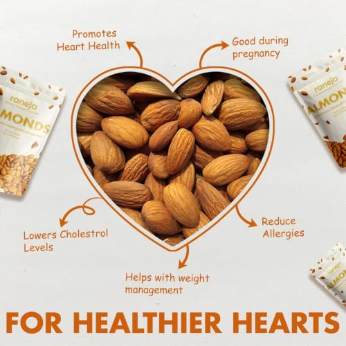 Image of Raneja Pure California Almonds /Badam Whole 250g, 100% Natural Real Nuts & Dry Fruit Freshly Cleaned and Cleared, High in Fiber, Badam Giri, Rich in Protein, Magnesium, Phosphorus and Dietary Fibre