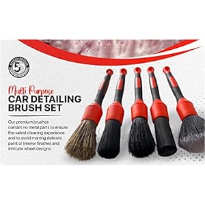 Preimum Car Detailing Brush Set – 5 Pack Auto Detail Kit for Automotive, Soft to Firm Brushes for Cleaning and Polishing for Interior, Exterior, Dashboard, Wheel Rims, Air Vent, Seat, car wash