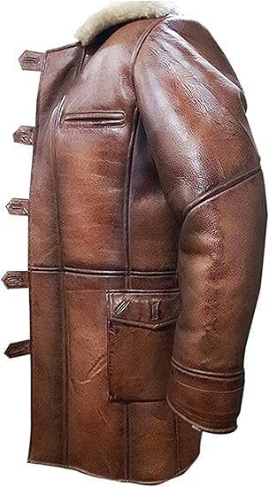 HiFacon Dark Knight Rises Bane Antieke Bruine Trenchcoat - Tom Hardy Bane Jas Faux Shearling, Bruin - Echt Leer, XXL