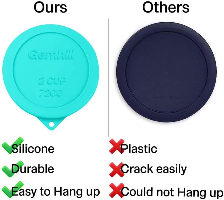 Miniatura 5 de Tapa de almacenamiento de silicona para 2 tazas de repuesto para cuencos redondos de vidrio de anclaje y cuencos de vidrio Pyrex 7200 unidades,