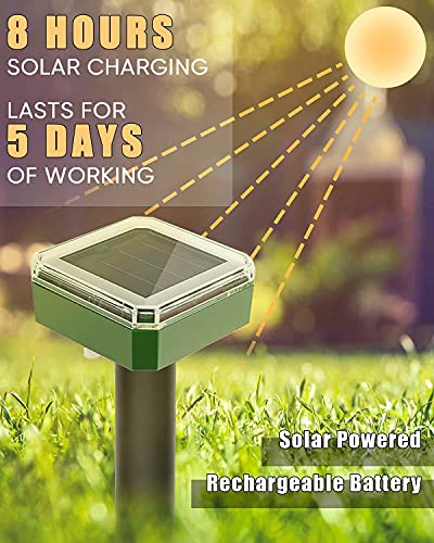 8 Pk Solar Mole Repellent Outdoor Ultrasonic Gopher Control Spikes, Groundhog Repeller Snake Rodent Gopher Spikes Chaser Pest (8) #TOP7