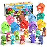 Zippytots Learning Toys for Toddlers 1 2 3 Years Old-Matching Egg Toys with Dino Finger Puppet for Montessori Learning, Counting, Stacking, Sorting-Easter Christmas Birthday Gift for Baby Boys Girls