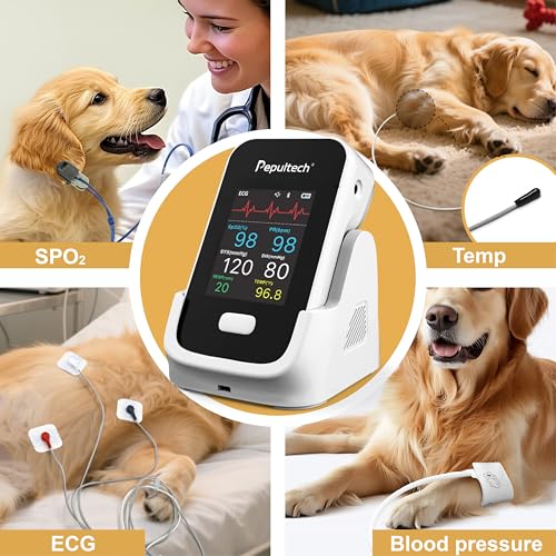 Image of 6 Parameters Veterinary Vital Signs Monitor,Bluetooth Veterinary Pulse Oximeter for Dogs, Rechargeable Blood Pressure Monitor for Pets,Oxygen Spo2 Monitoring Tools for Family Clinic Use