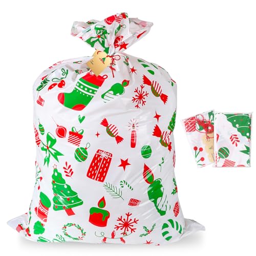 MORAINJAY 3er Set Weihnachtssack, Weiß Nikolaussack Weihnachtsmann...