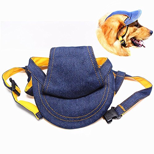 Pet Dog Outdoor Cap Cool Hat Denim Cap- Summer Sun Protection Cap for Dog Doggy (Large) Cover