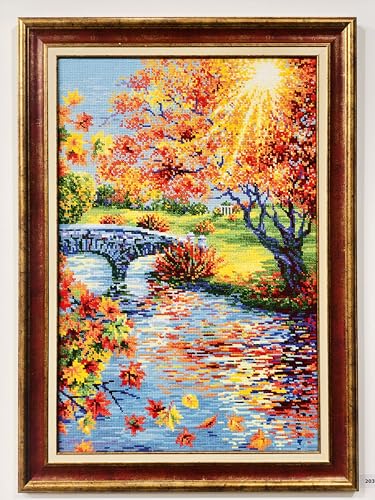Image of RIOLIS - Sunny Autumn 2031, Cross Stitch Kits 15 inch x 23 inch, Cross Stitch Kits for Beginners & Advanced, Crossstitching Kit Adult, Embroidery Counted Stitching Kit