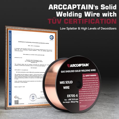 Image of ARCCAPTAIN Mig Welding Wire, Mig Wire ER70S-6 2Lbs Gas Solid Carbon Steel Low Splatter Mig Welding Wire Compatible With Lincoln Miller Forney Harbor Welder 1KG (0.030 inch 2Lb) (Pack of 2)