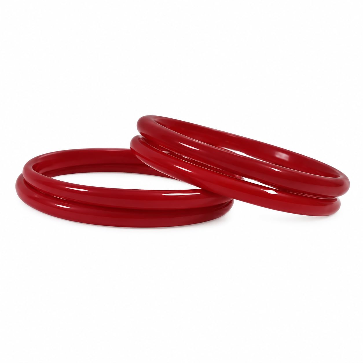 AFAST Red Glass Bangles & Kadas – Pack of 4, Ideal for Home, Parties, Weddings & Functions