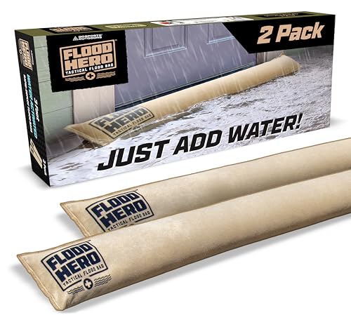Flood Hero 3 ft Water Activated Sandbags - 2 Pack Flood Bag Barriers for Home