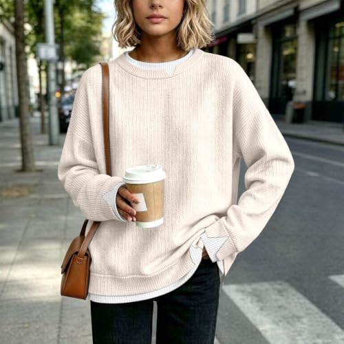Sweaters for Women Crew Neck Long Sleeve Pullover Business Casual Tops - image 2
