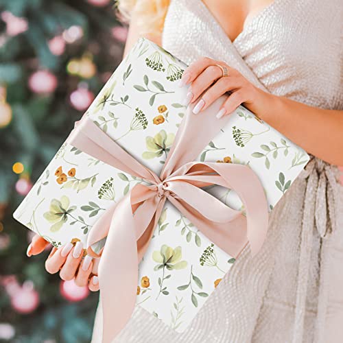 Anydesign Floral Wrapping Paper Wild Flowers Gift Wrap Paper Bulk Decorative Flower Plants Art Paper For Wedding Birthday Baby Shower Diy Craft Gift Packing, 19.7 X 27.6 Inch, Folded Flat, 8 Sheet #TOP5