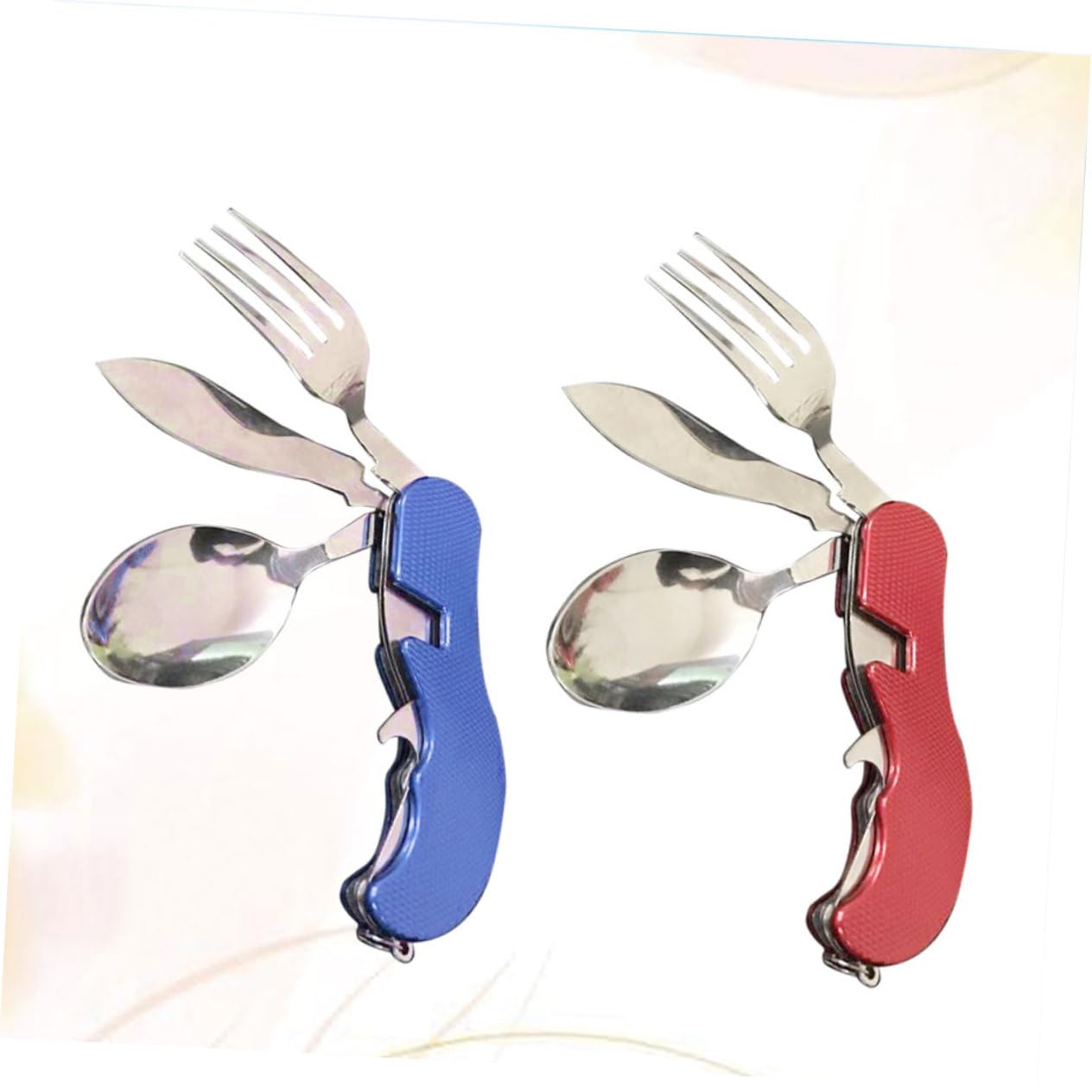 BESPORTBLE 3 Juegos Cuchara de Picnic Utensilios para Servir de Acero Inoxidable Cubiertos Viaje abrebotellas Tenedor Cuchara Palillos vajilla Plegable portátil cámping Suite